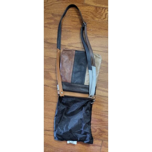 MCM 70s Leather Messenger UNISEX Crossbody 5 Pockets Multi-Color BOHO Style - Picture 13 of 16